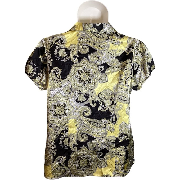 Cato Black and Yellow Paisley Button-Up Blouse, Plus Size 18/20, 2X - Picture 2 of 8